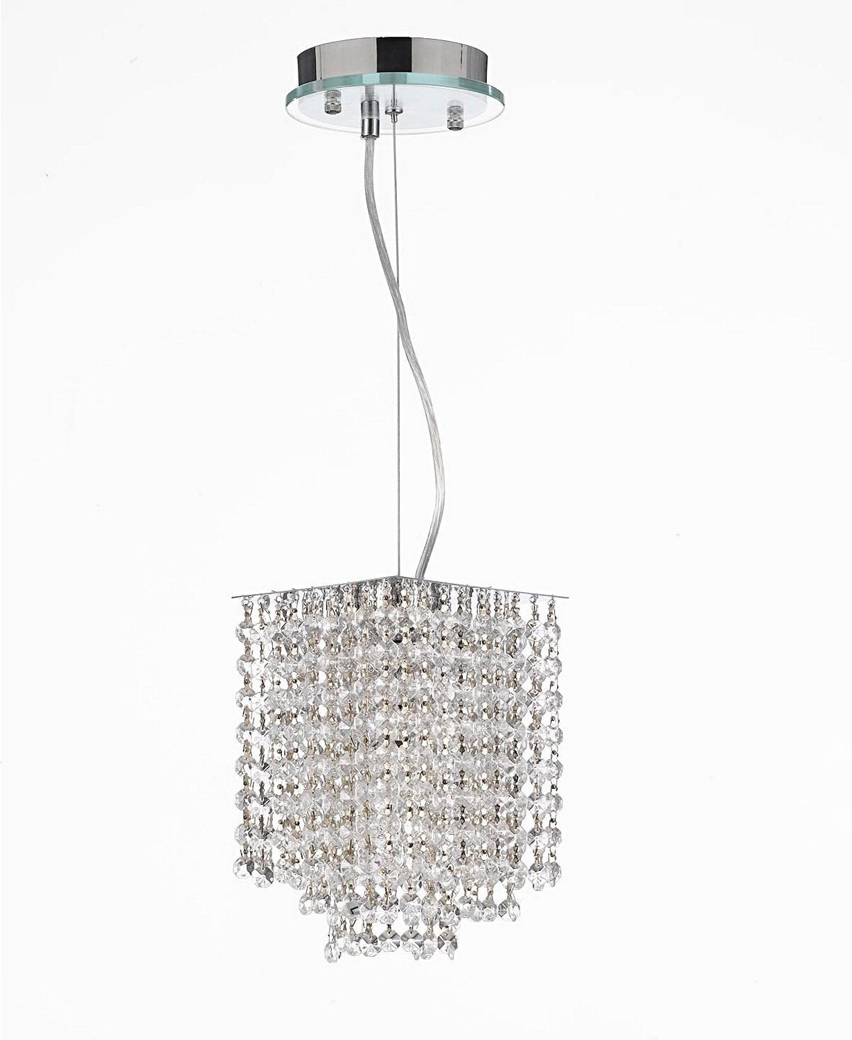 Modern 1-Light Crystal Contemporary Pendant Chandelier